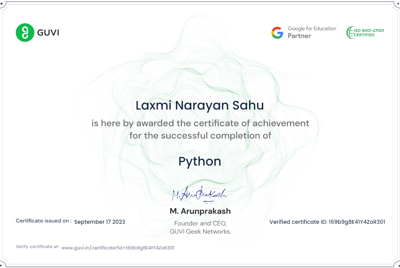 Certificates of Laxmi